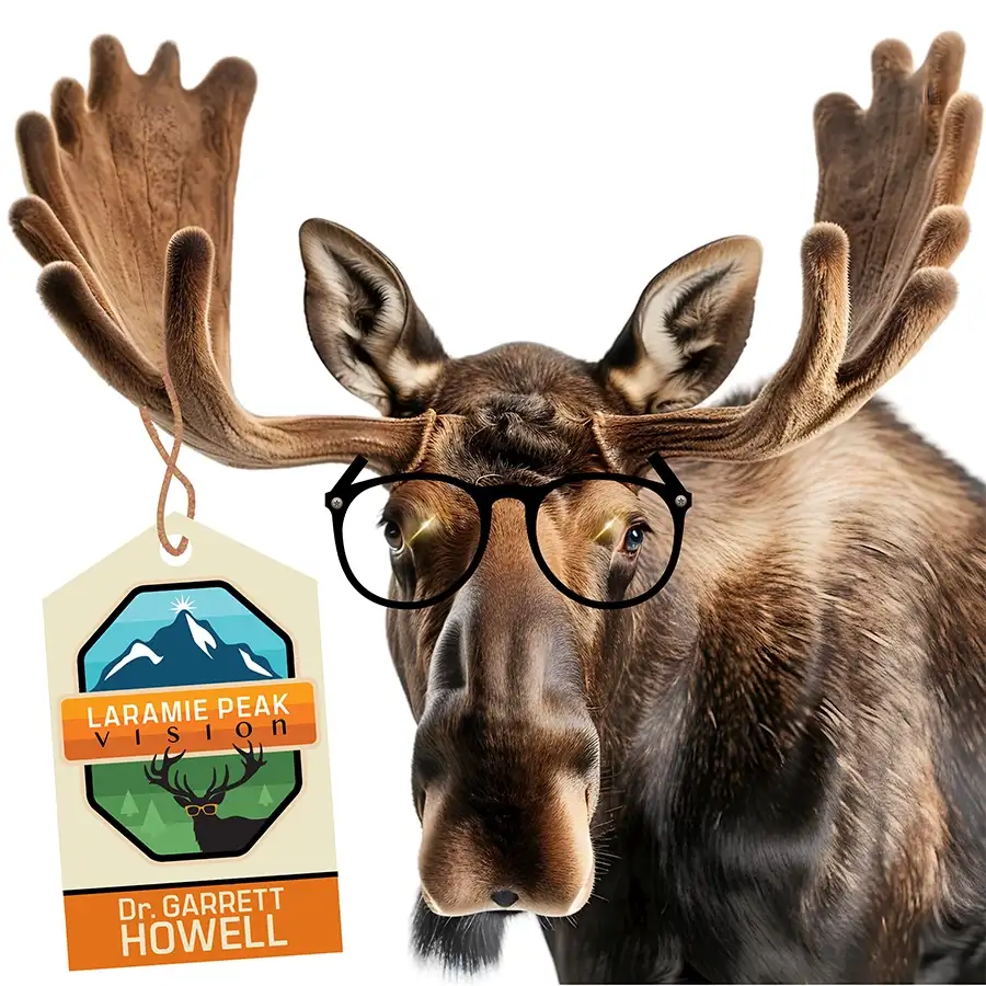 Eye Doctor Laramie WY Moose A moose wearing glasses.